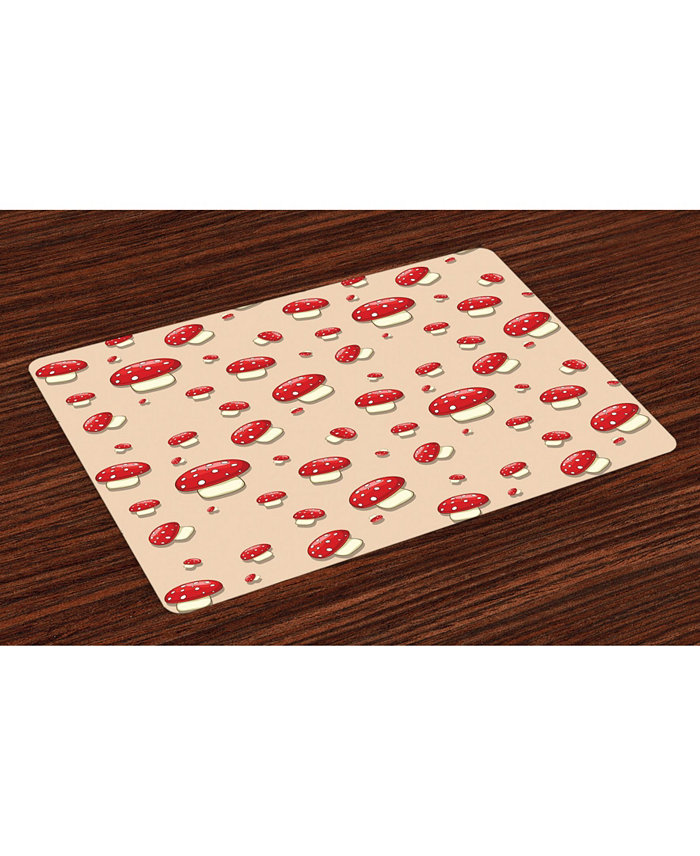 Ambesonne Mushroom Place Mats Set of 4