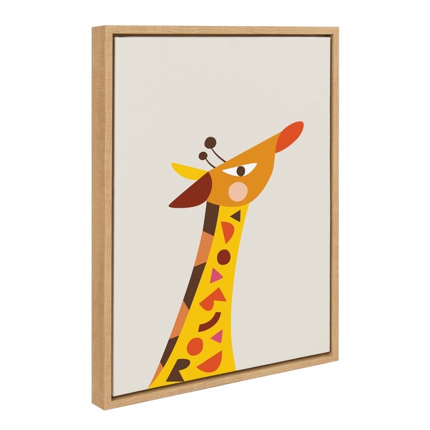 X 24 quot Sylvie Mid Century Modern Baby Giraffe Framed Canvas By Rachel Lee Natural Kate And Laurel