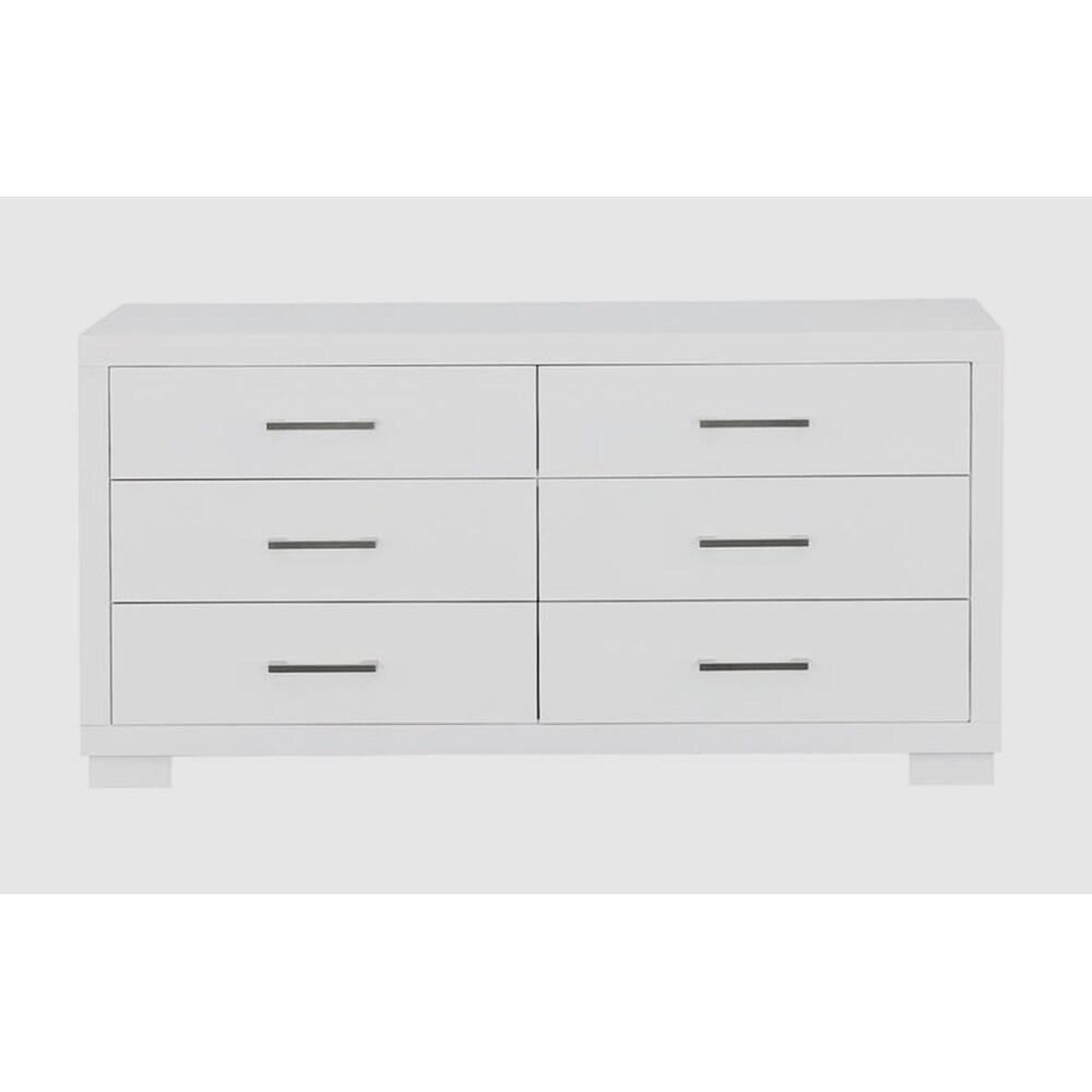 Moline Contemporary White Wooden Space saving 6 Drawer Double Dresser