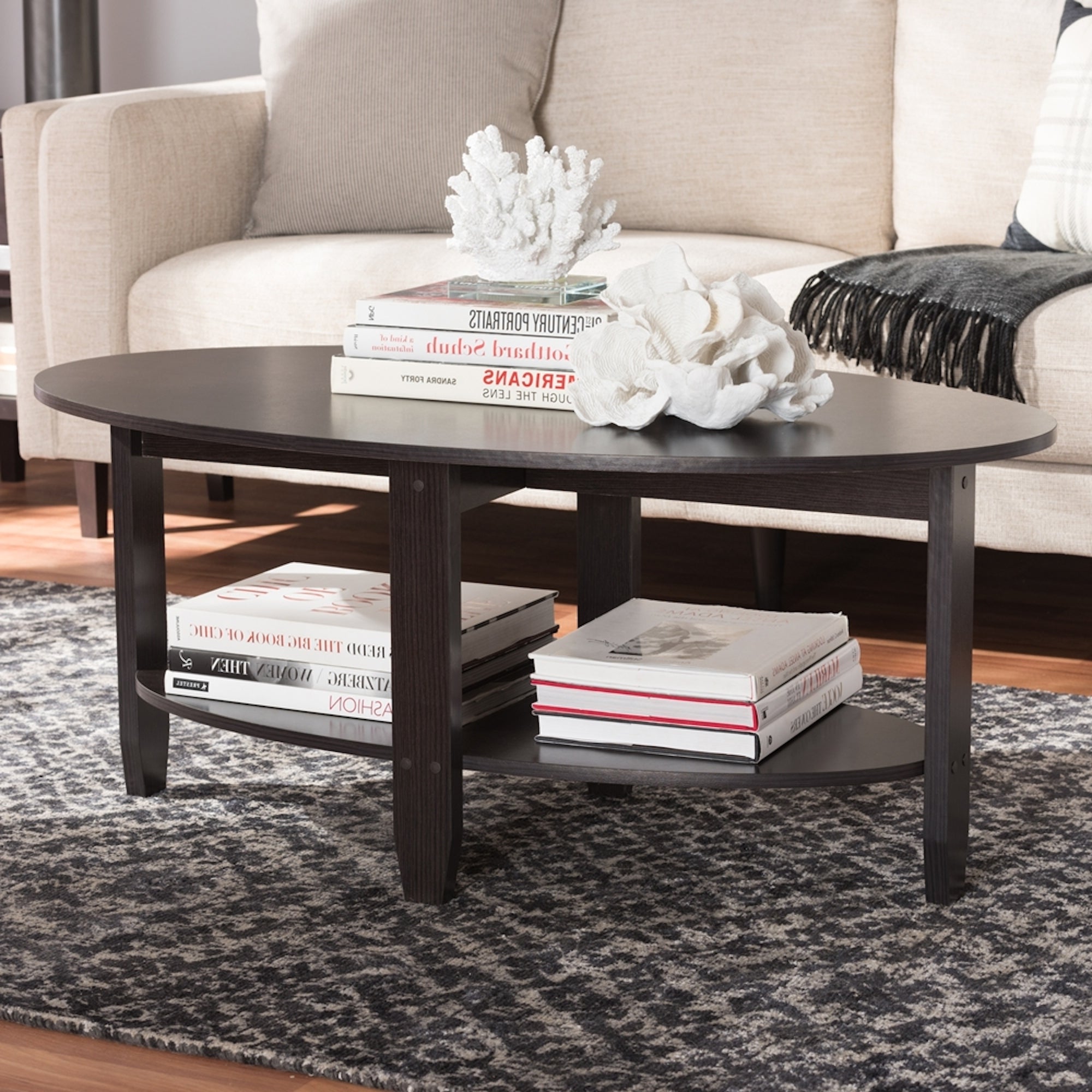 Urban Designs Alyson Wooden Coffee Table in Wenge Brown Finish - wood