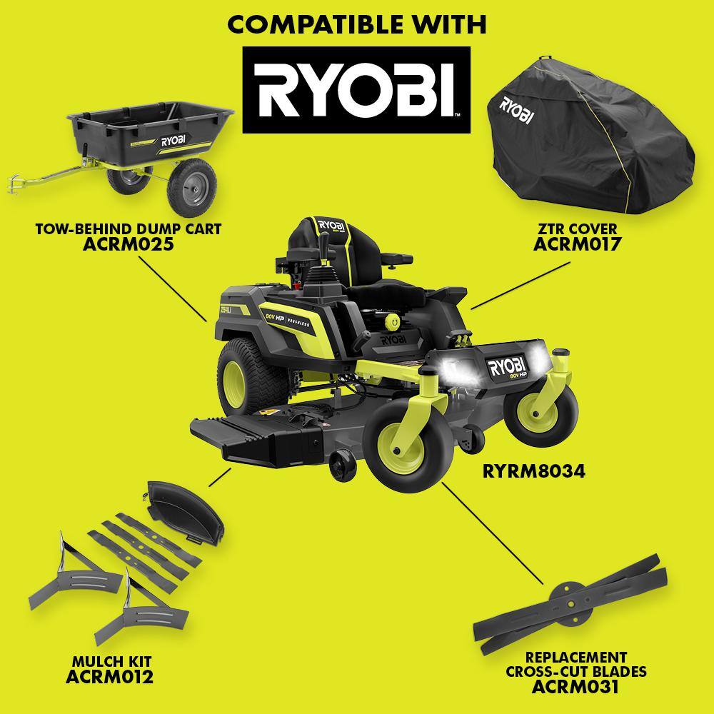 RYOBI 80V HP Brushless 54 in. Battery Electric Cordless Zero Turn Mower  Mulch Kit - 80V Batteries 40V Batteries RYRM8034-MK