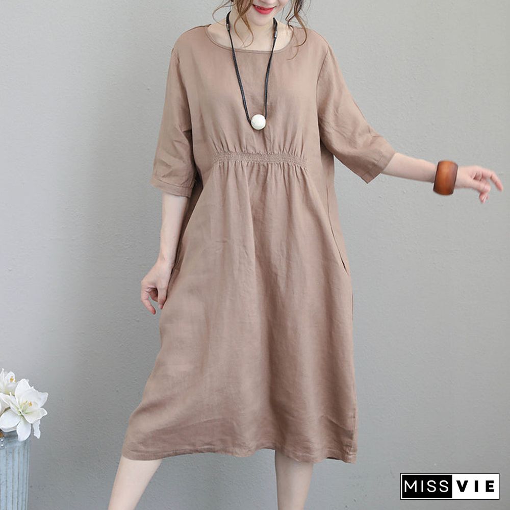 vintage khaki linen maxi dress Loose fitting tunic traveling clothing vintage bracelet sleeved kaftans