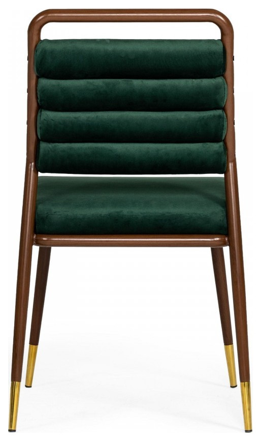 Contempo Dark Green and Walnut Velvet Dining Chair   Midcentury   Dining Chairs   by UStradeENT LLC  Houzz