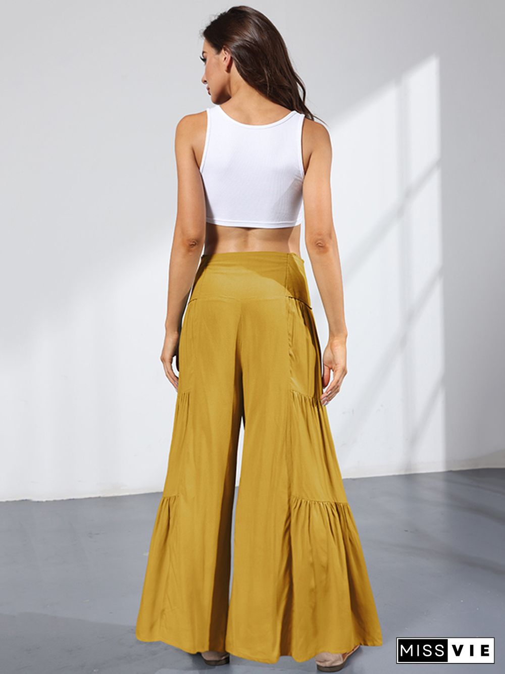 11 Colors Simple High Waisted Solid Color Casual Wide Leg Pants