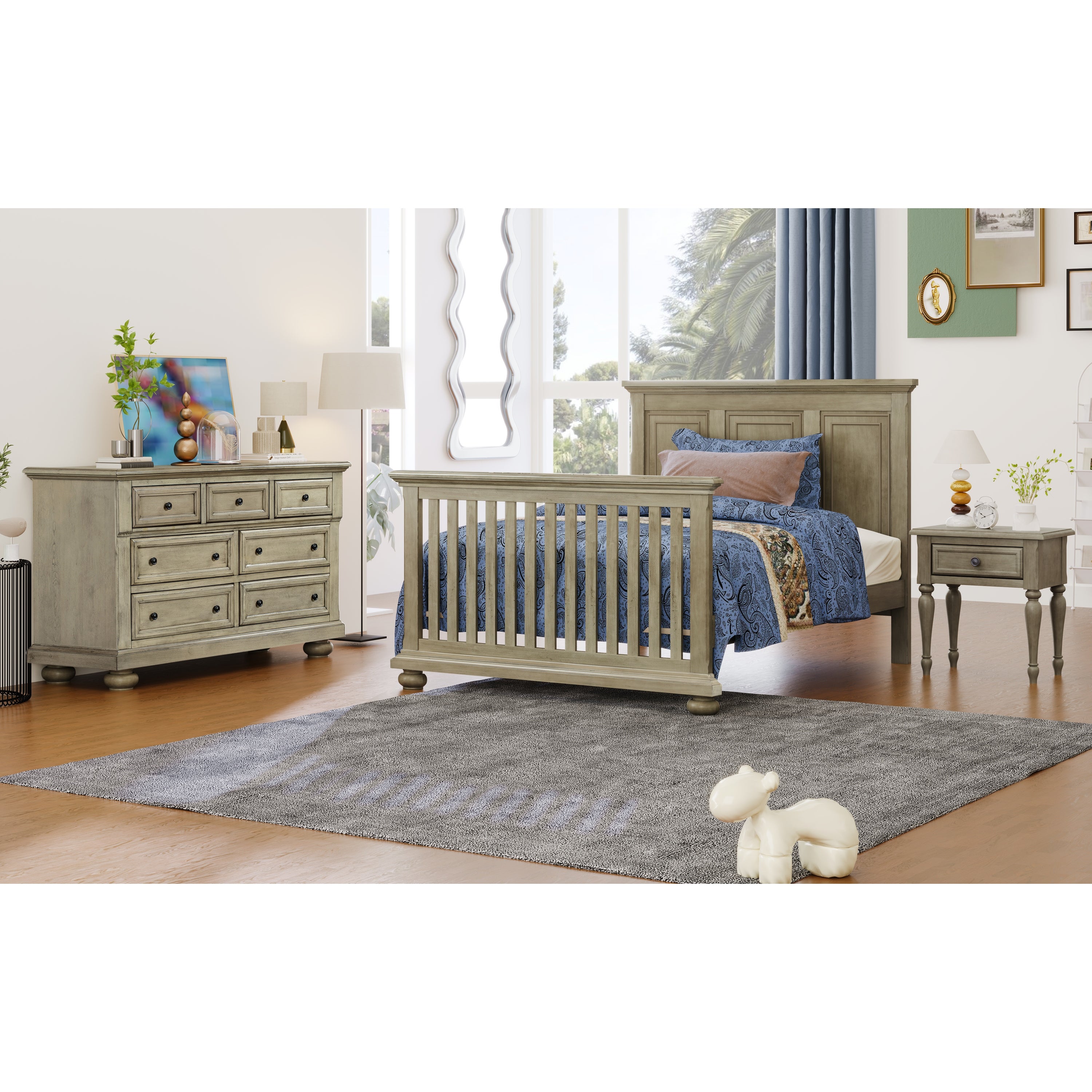 3 Pieces Bedroom Sets Traditional Farmhouse Style - - 37529831