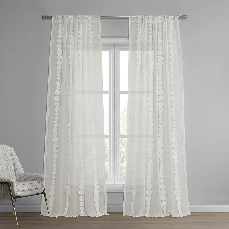 EFF 1-Panel Cleopatra Embroidered Sheer Window Curtain