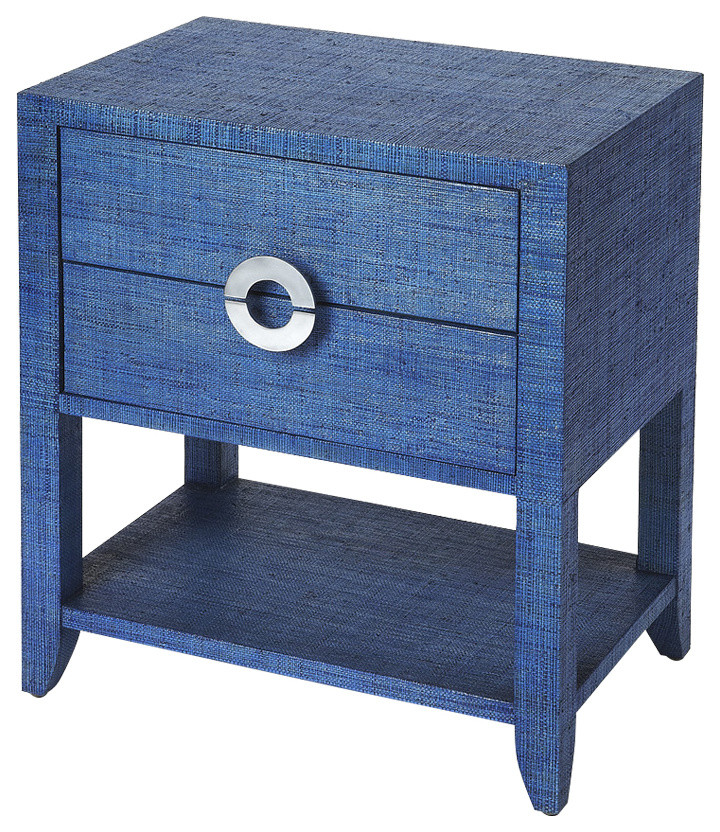 Amelle Blue Raffia End Table   Contemporary   Side Tables And End Tables   by Furniture East Inc.  Houzz