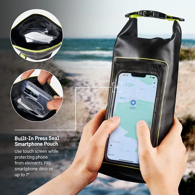 Manufactory Custom Dry Bag Compression Sack for Kayaking Fishing Phone Window Roll Top Waterproof with Transparent 2l Blackdog