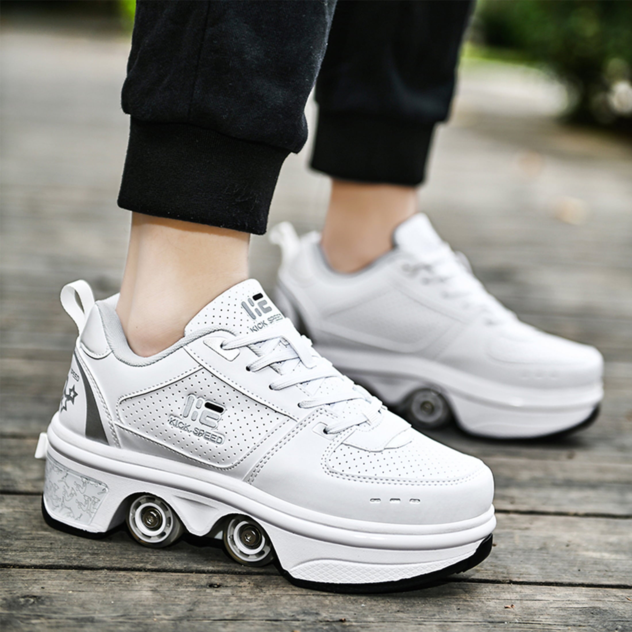 KOFUBOKE Roller Skate Shoes - Sneakers - Roller Shoes 2-in-1 Suitable for Outdoor Sports Skating Invisible Roller Skates The Best Choice for Building Confidence Style