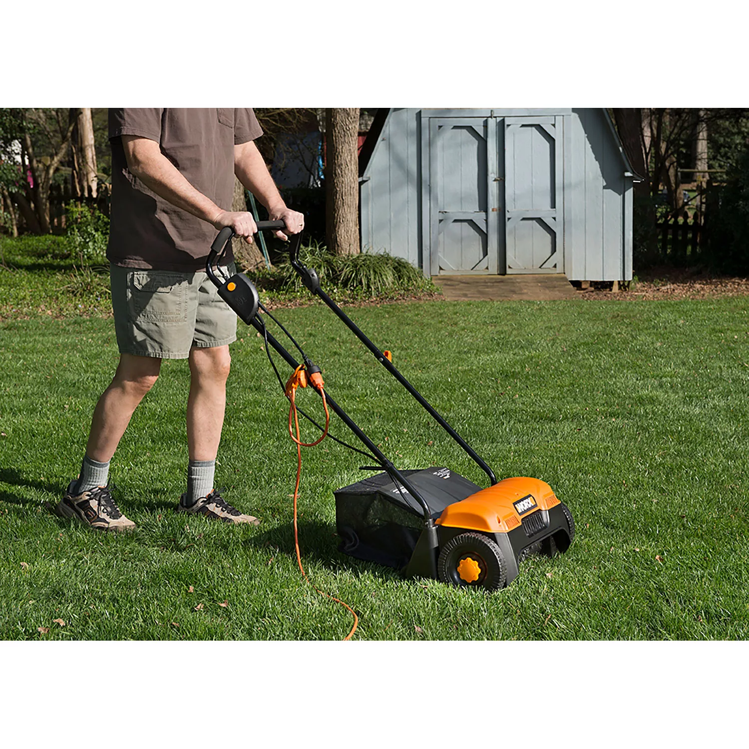 WORX WG850 12 Amp 14 Inch Corded Electric Dethatcher， Black