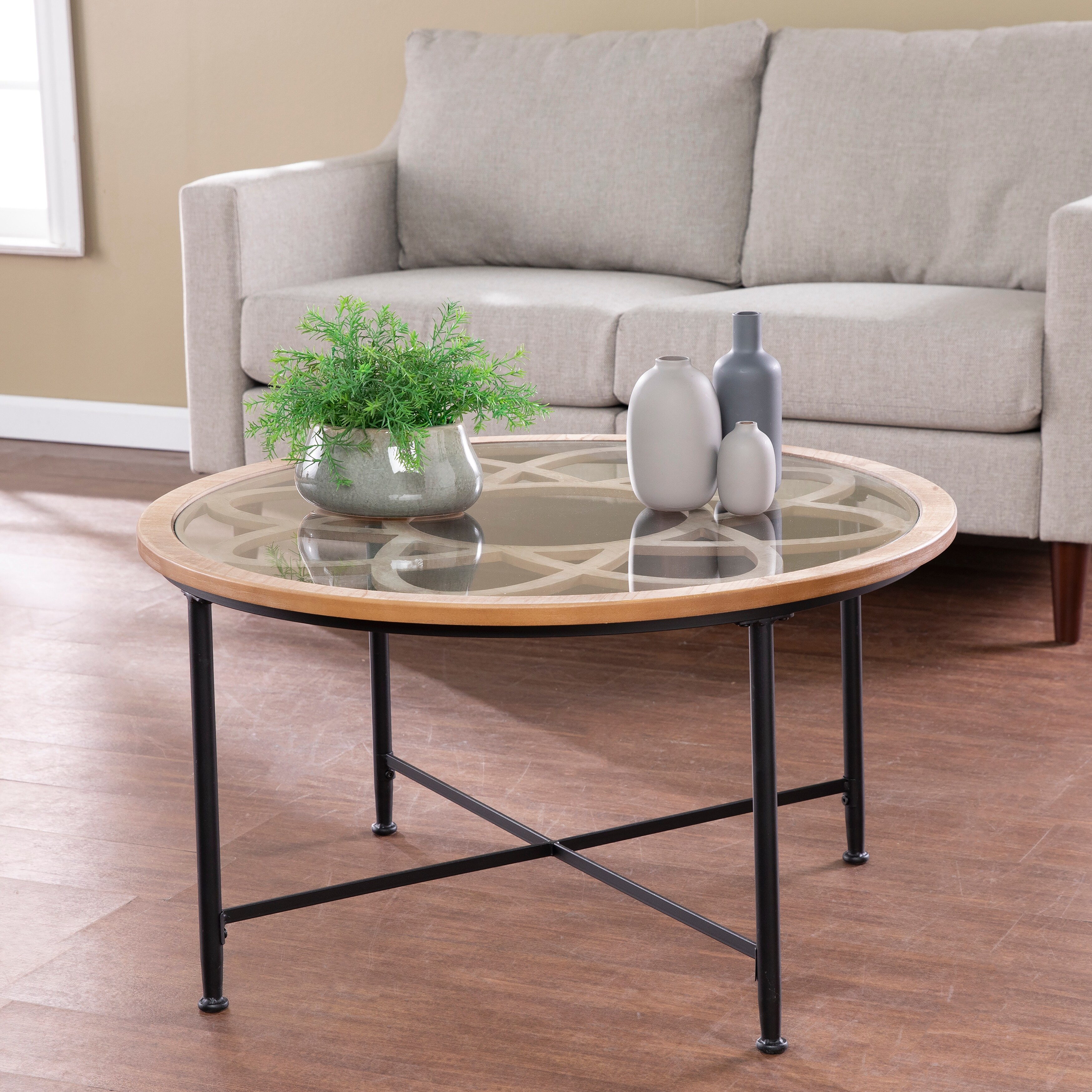 SEI Furniture Melione Modern Farmhouse Black Metal Coffee Table