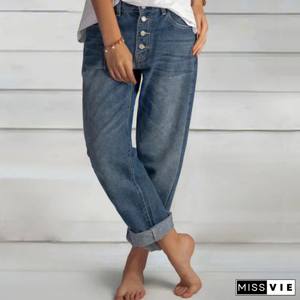 Loose Leisure Slimming Straight Jeans