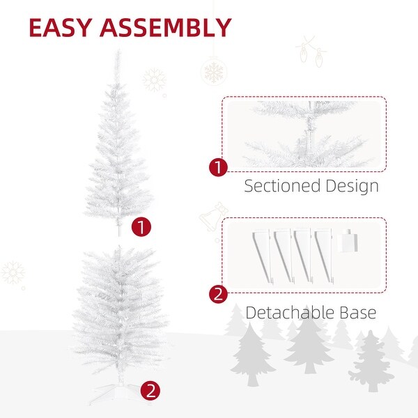 HOMCOM 5' Unlit Artificial Pencil Christmas Tree，Slim Xmas Tree with Foldable Metal Stand