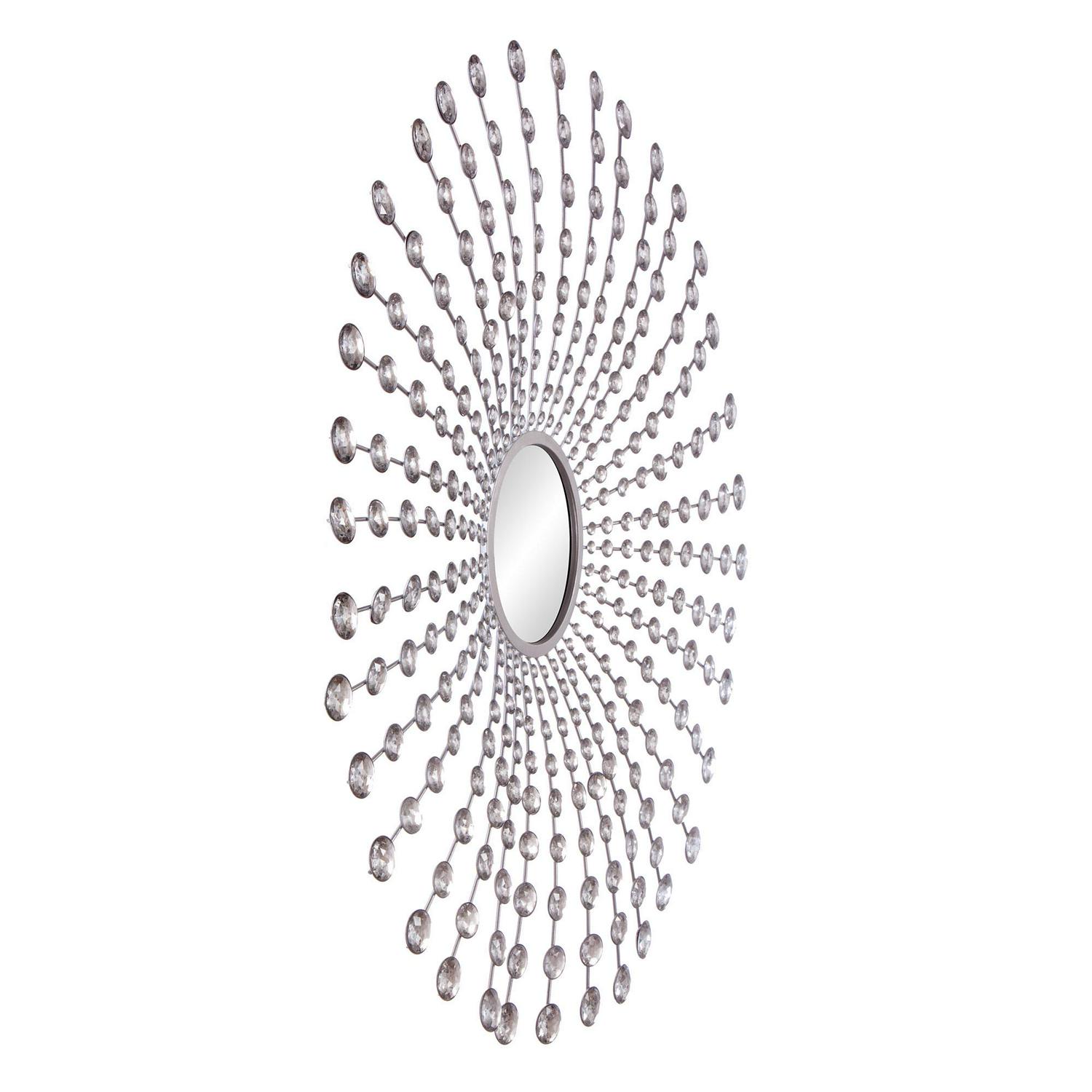 Patton Wall Decor Jeweled Starburst Wall Accent Mirror， Silver， 36