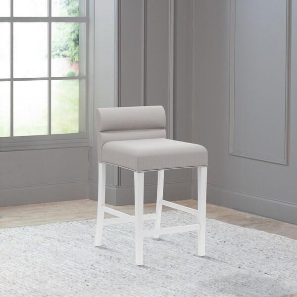 Desco Wood Upholstered Stool， White