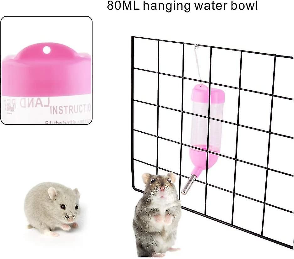 Water Dispenser For Small Animals，hamster，guinea Pig，rabbit，rat，ferret，gerbil，chinchilla，80ml，pink