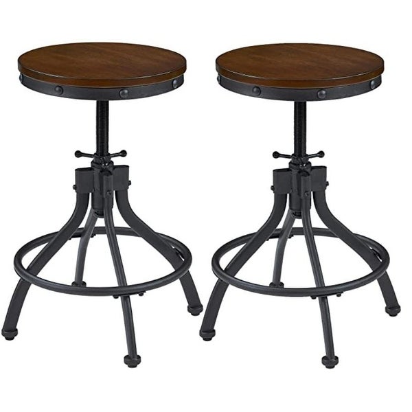 Bar Stools Set of 2 - Adjustable Barstools with Back and Footrest， Counter Height Bar Chairs for Kitchen， Pub -Green