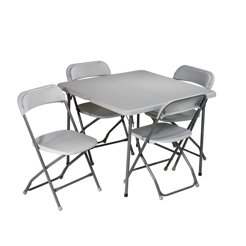 Office Star Products 5-Piece Grey Folding Table Set PCT-05