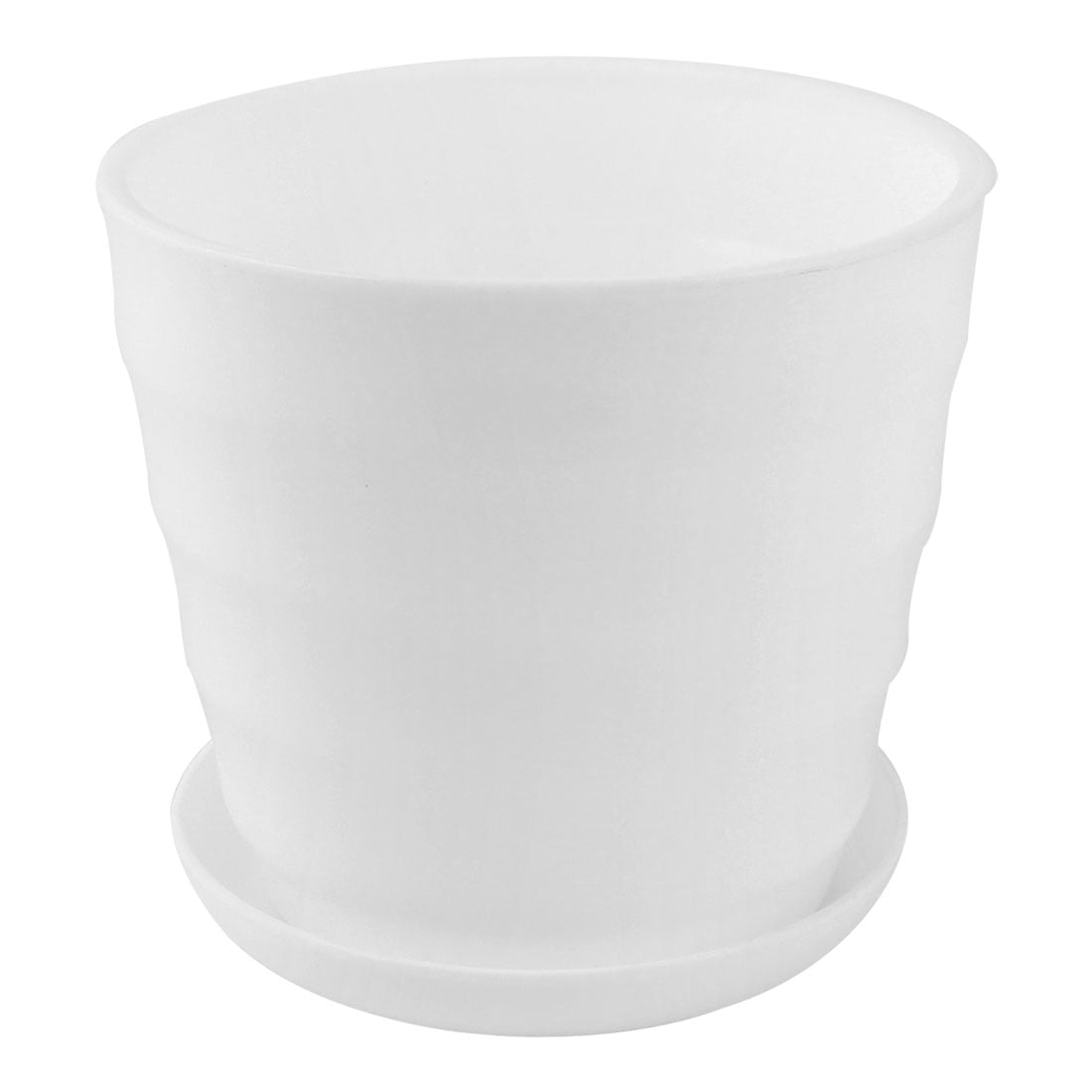 Uxcell Home Garden Office Desk Plastic Round Plant Planter Flower Pot White 5 Inch Dia