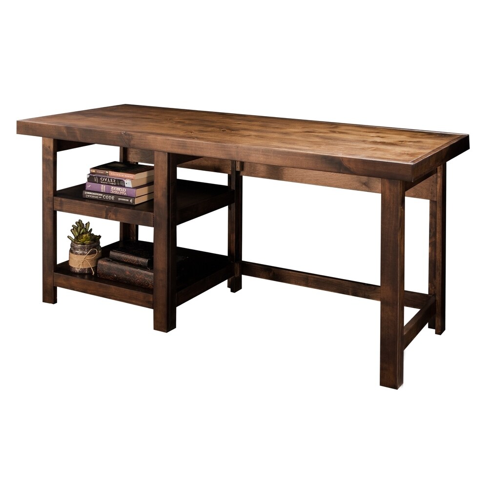 Carbon Loft 60 in. No Assembly Required Whiskey Brown Finish Solid Wood Work Station