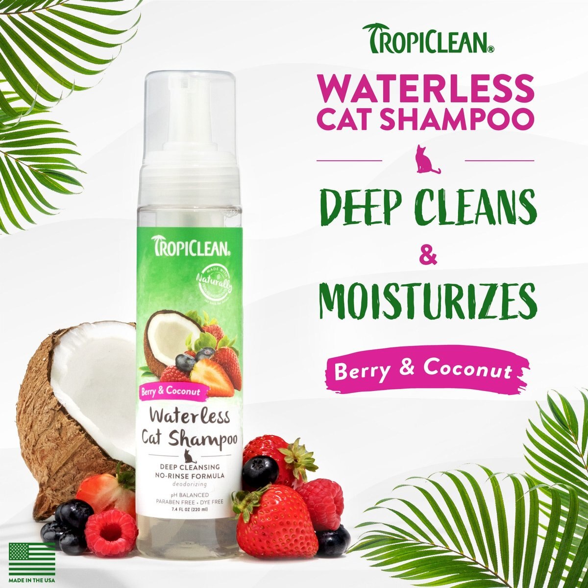 TropiClean Waterless Deep Cleaning Cat Shampoo