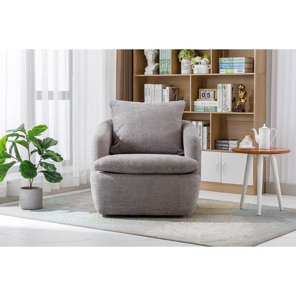 Swivel Barrel Sofa Accent Chairs Round Armchair Living Room Chairs with 360 Degree Swivel Lounge Arm Chair， Grey