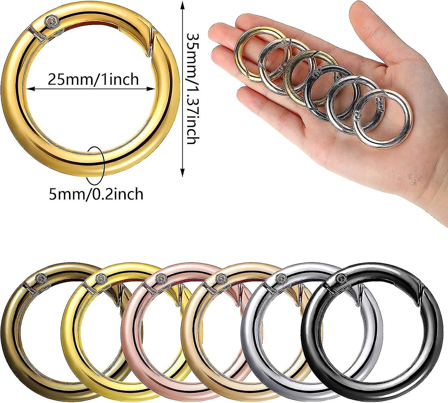 18 Pieces Spring O Rings Alloy Trigger Round Snap Buckle， 6 Colors Hook Clip Diy Accessories Spring Keyring Buckle For Keychains， Bag， Purse And Handb