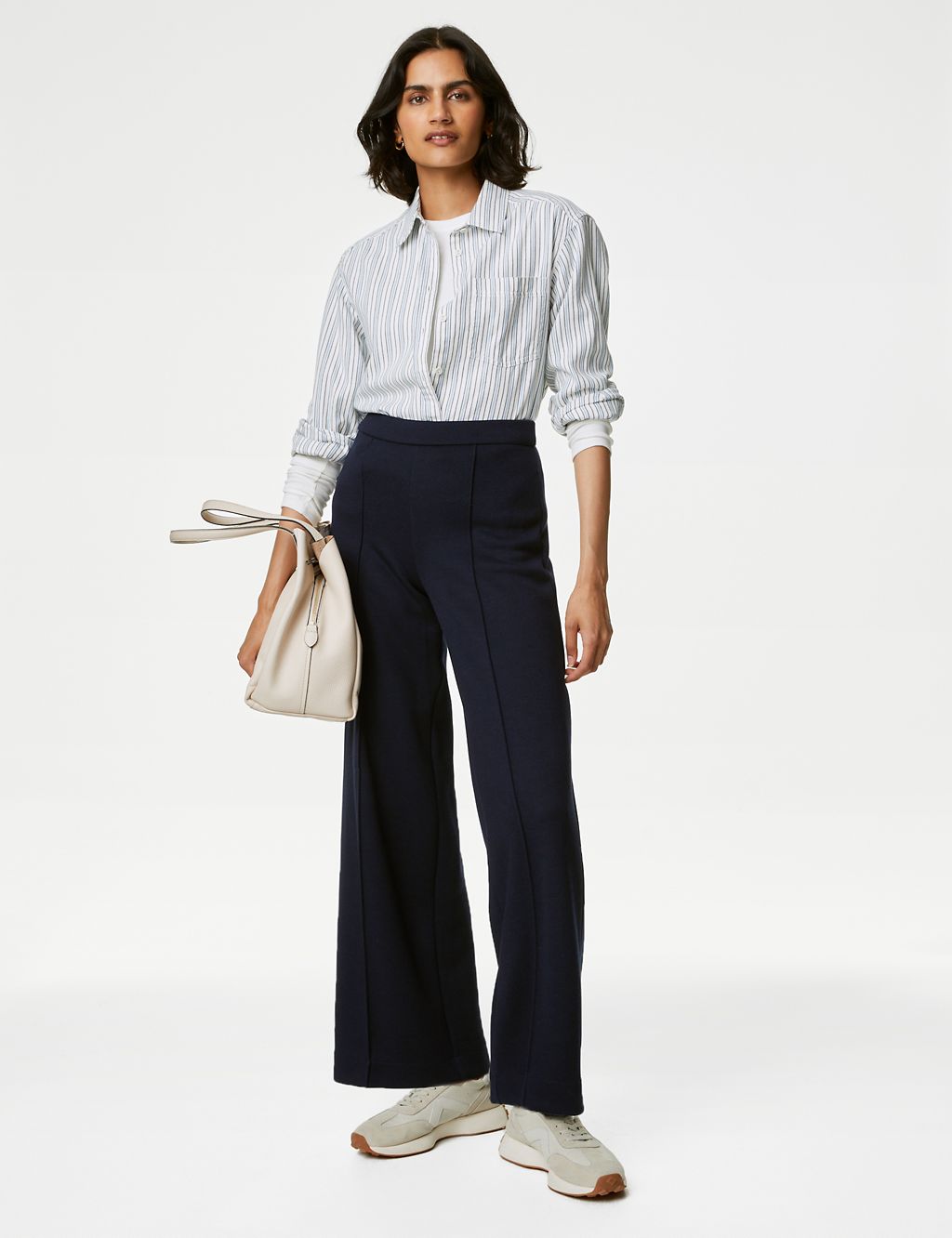 Jersey Elasticated Waist Wide Leg Trousers