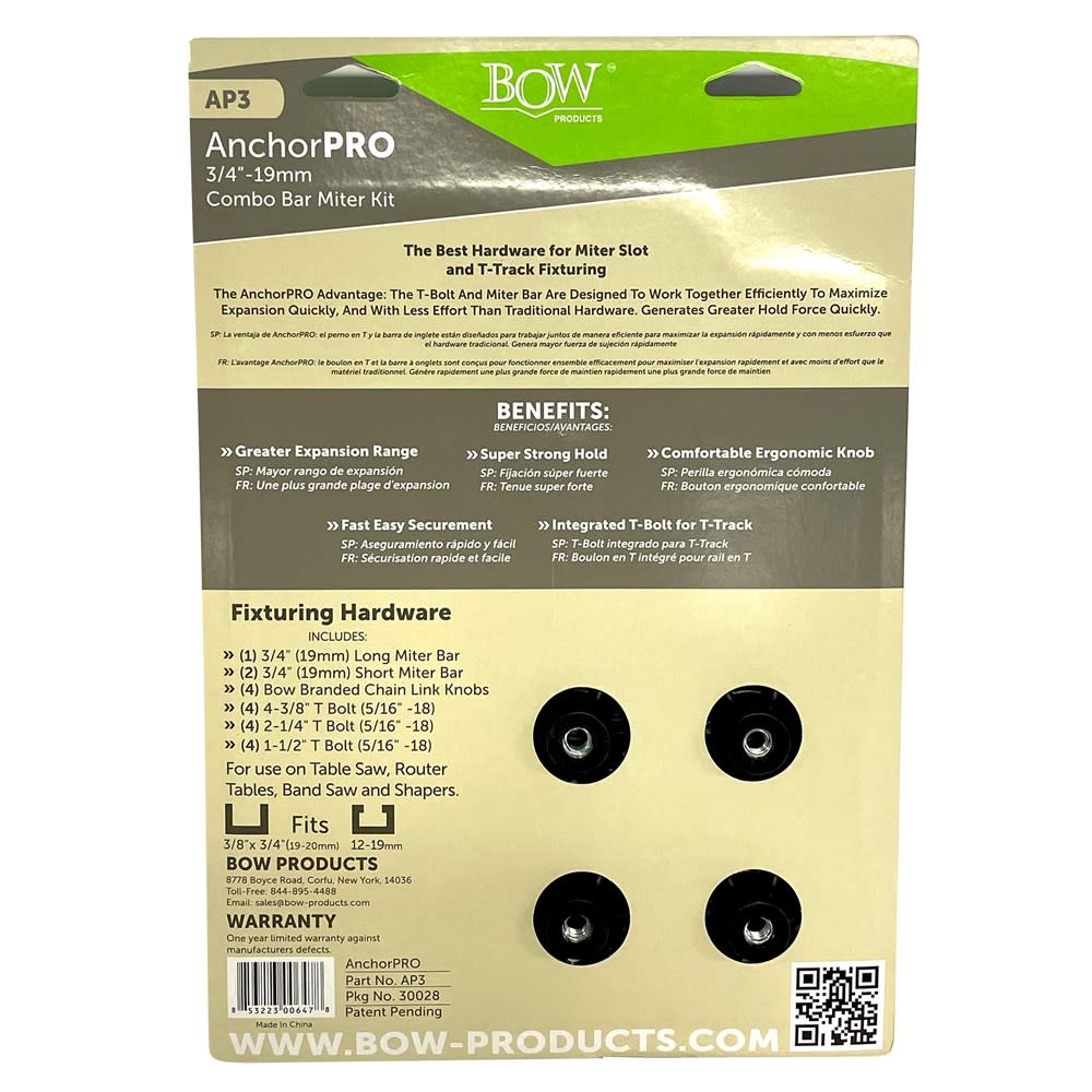 Bow AnchorPro Combination 3/4 Long and Small Miter Bar Kit