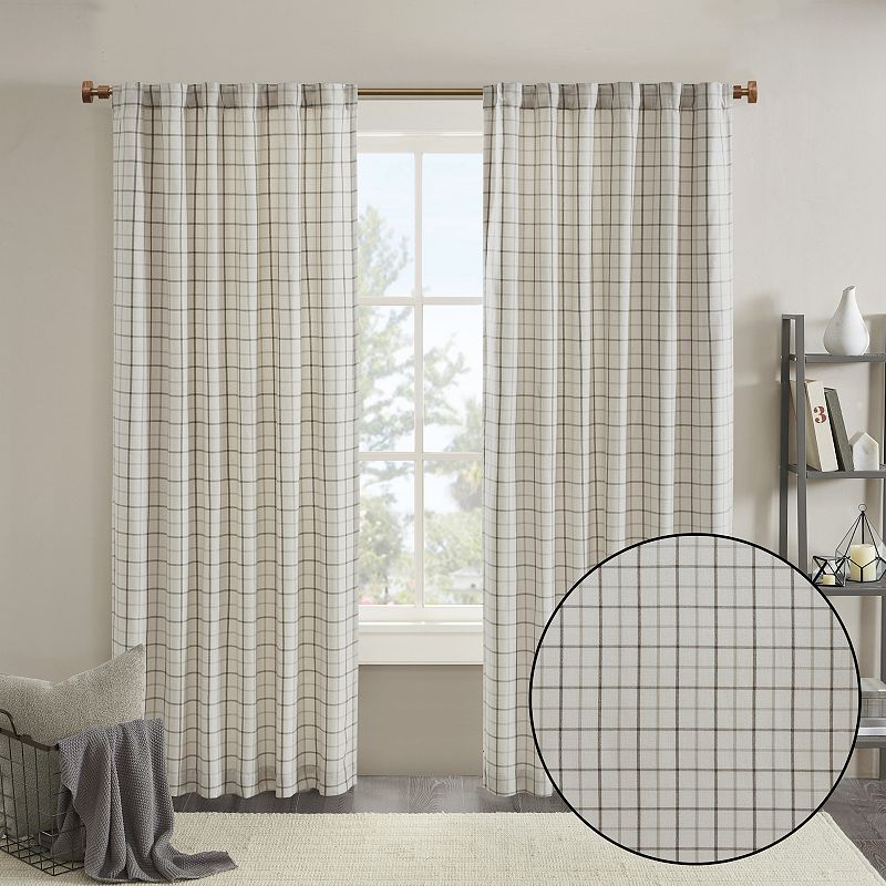 Madison Park Salford Plaid Rod Pocket and Back Tab Light Filtering 1 Window Curtain Panel