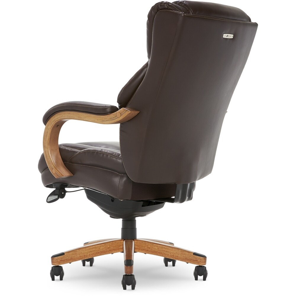 La Z Boy Harnett Big and Tall Executive Office Chair with Comfort Core Cushions  Ergonomic High Back Chair with Solid Wood Arms