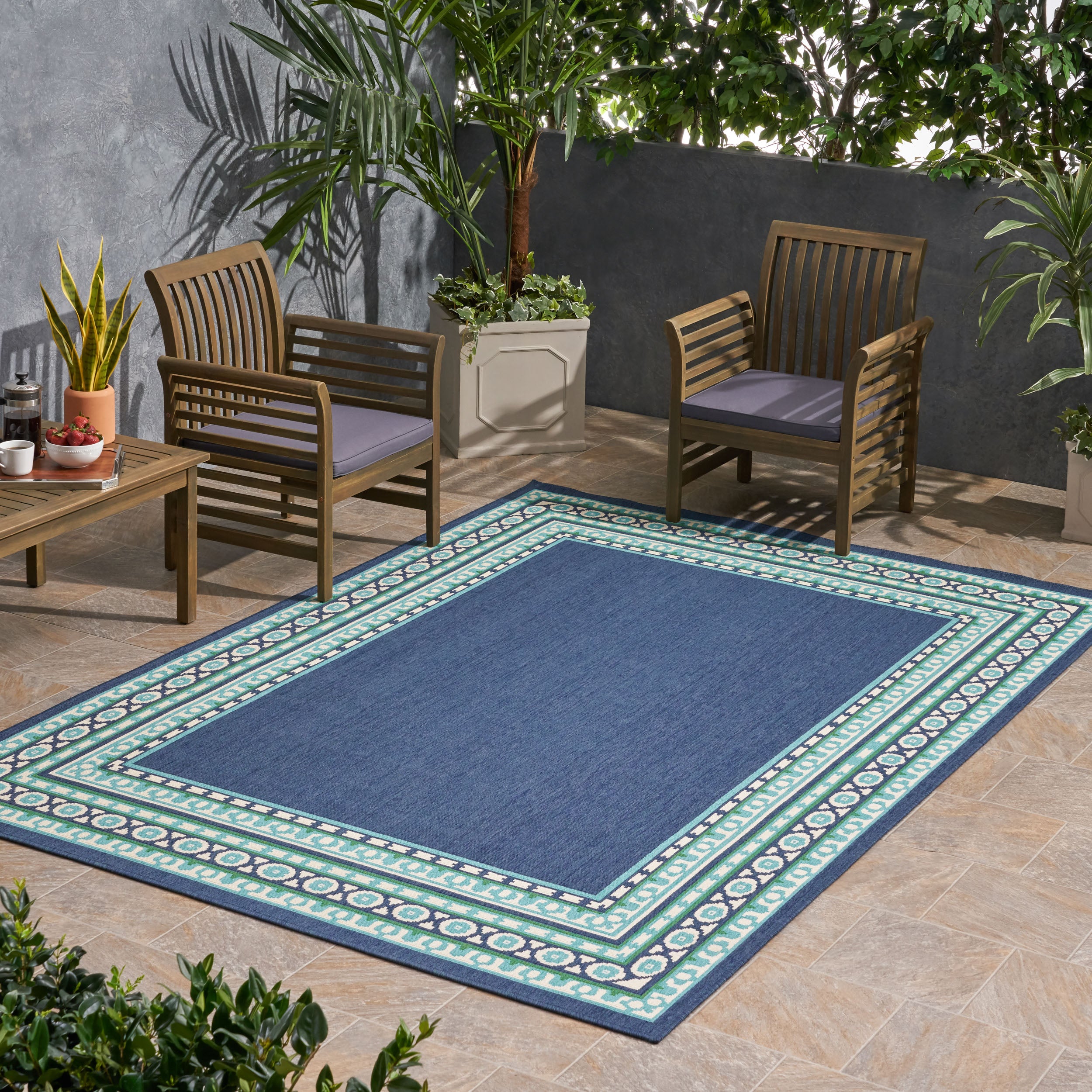 Darleen Outdoor Border Area Rug