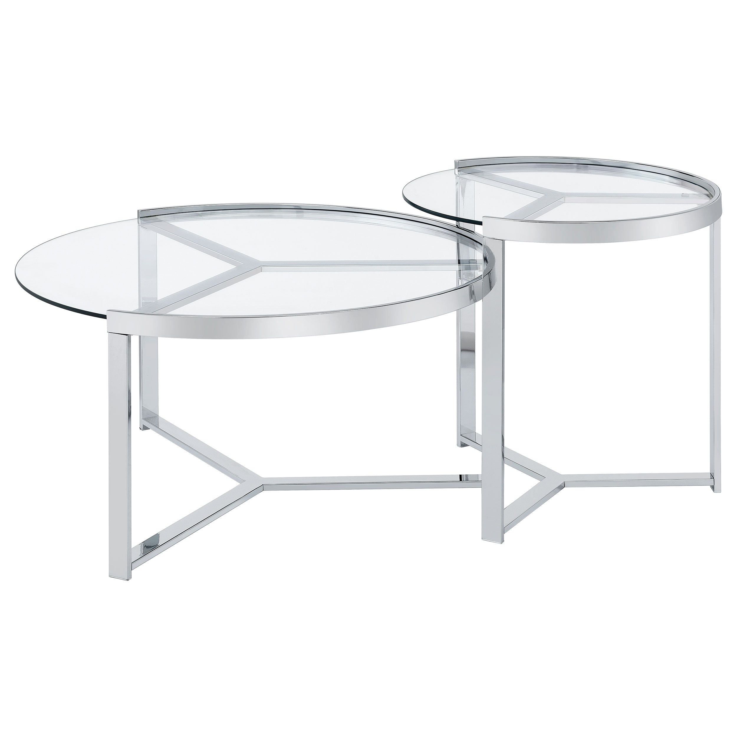 Delia 2-Piece Round Glass Top Nesting Coffee Table Clear And Chrome-708400