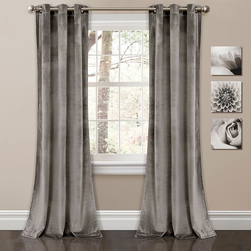 Lush Decor Prima Velvet Solid Room Darkening Window Curtains Set