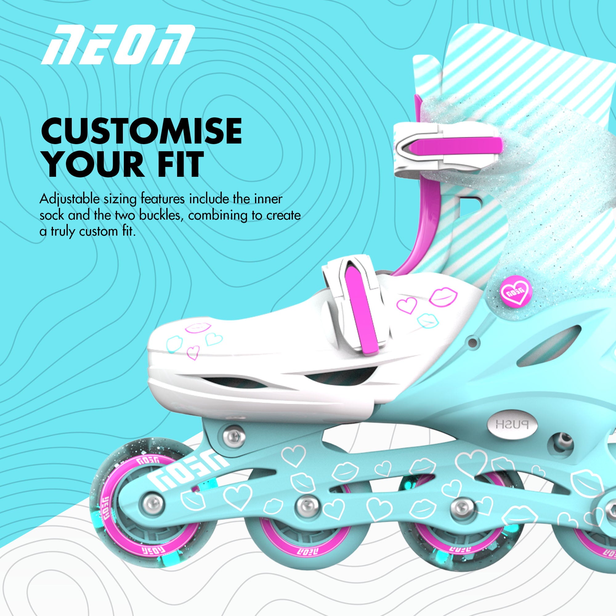 Neon Combo 2-in-1 Child Skates Inline and Quad - Girls， Size 12-2， Green/ Pink， One Pair