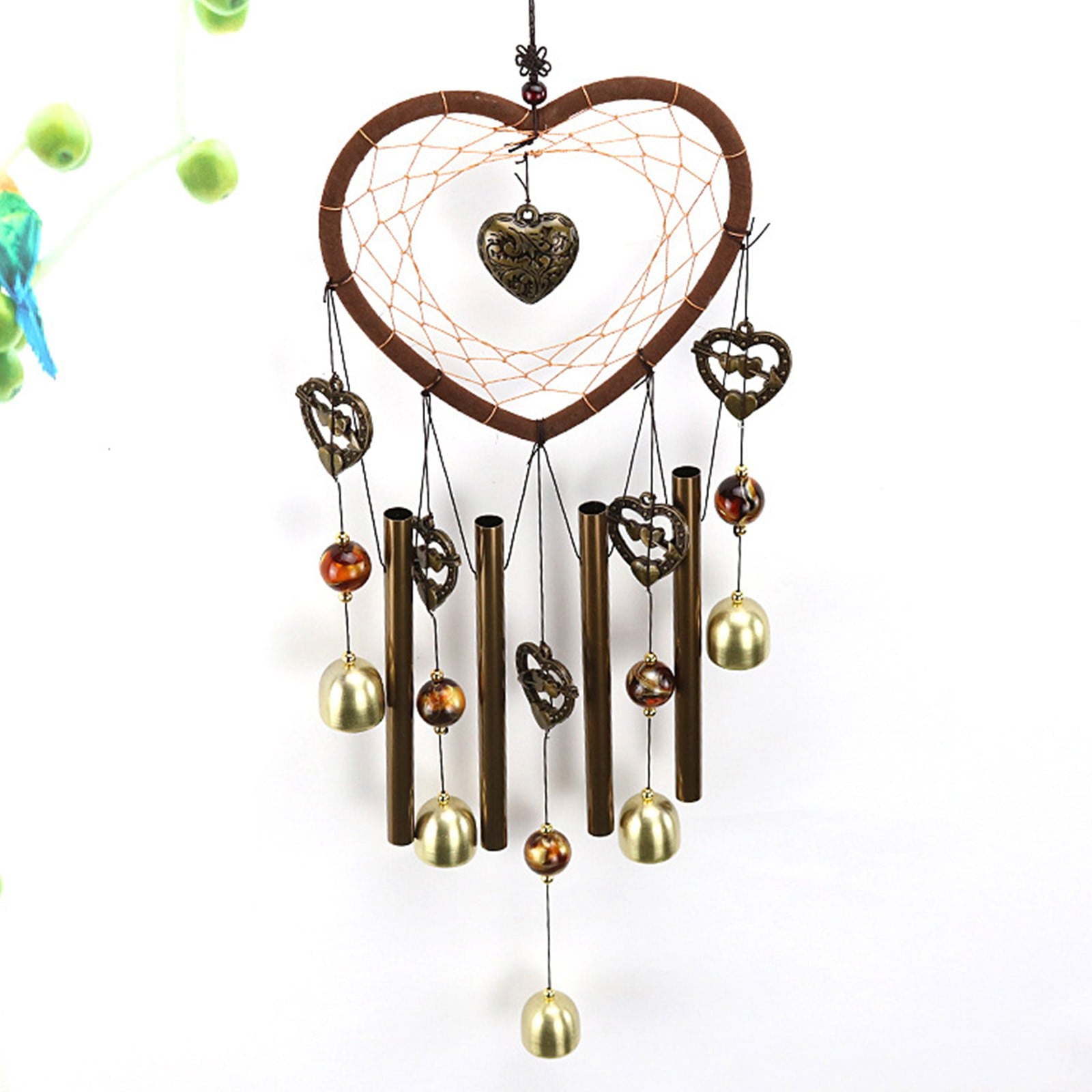 Pompotops Heart Wind Chime for Outdoor， Large Windchimes Dream-Catcher for Outside