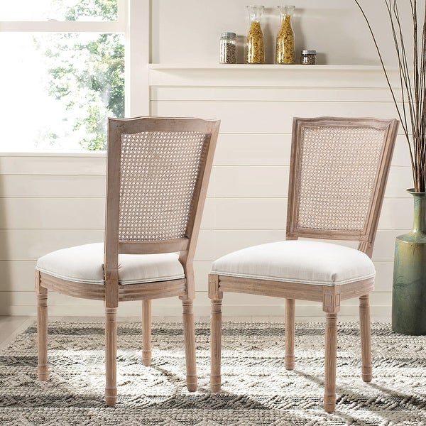 Mieres French Country Style Fabric Upholstered High Back Dining Chair， Farmhouse Kitchen Wooden Side Chairs (Set of 2) - N/A