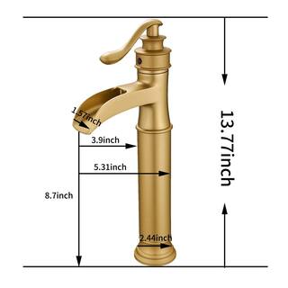 matrix decor Mental Single Hole Single-Handle Bathroom Faucet with Drain Assembly in Brushed Gold A-96556H-BG