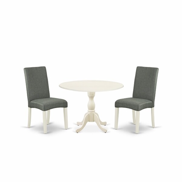 3 Piece Dining Table Set - 1 Dining Room Table and 2 Kitchen Dining Chairs with Upholstered Linen Fabric - (Color Options)