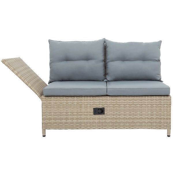 4-Piece Outdoor Patio Rattan Sofa Set with Adjustable Backs - Overstock - 37158853