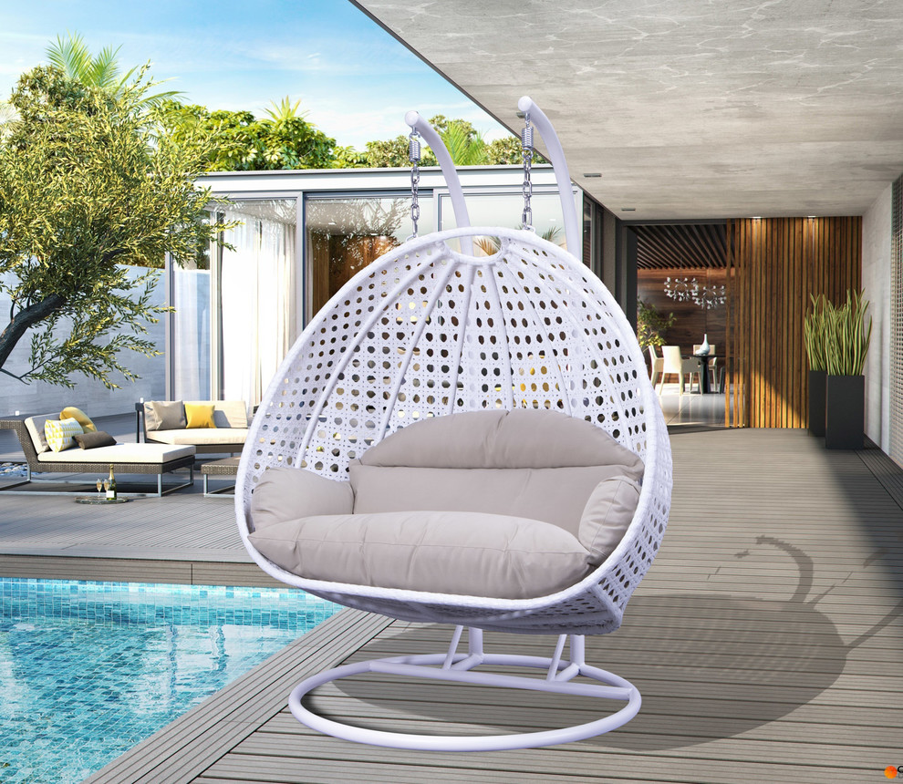 LeisureMod Modern 2 Person Wicker Double Hanging Egg Swing Chair   Midcentury   Hammocks And Swing Chairs   by LeisureMod  Houzz