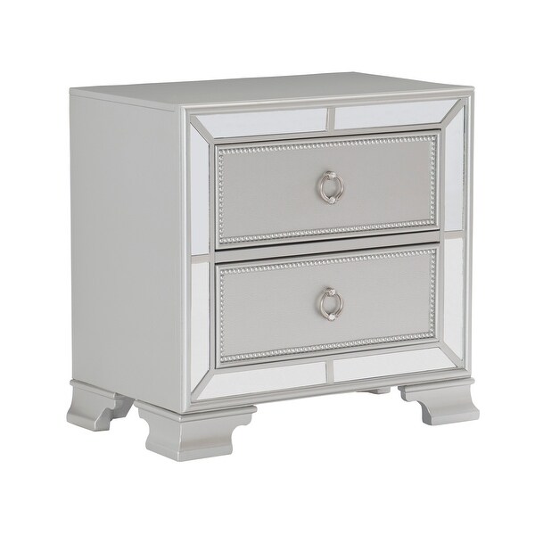 Wooden Nightstand with 2 Drawers in Modern Traditional Style - - 36129941