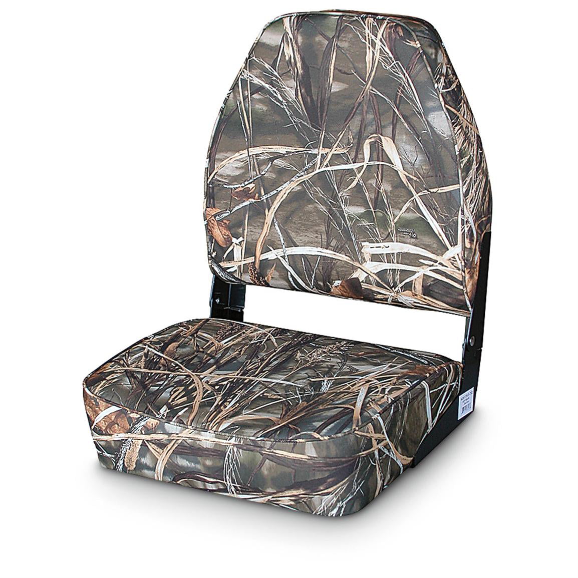 Guide Gear High-Back Boat Seat， Fold-Down Padded Cushion Comfortable Folding Seating for Boats， Camo