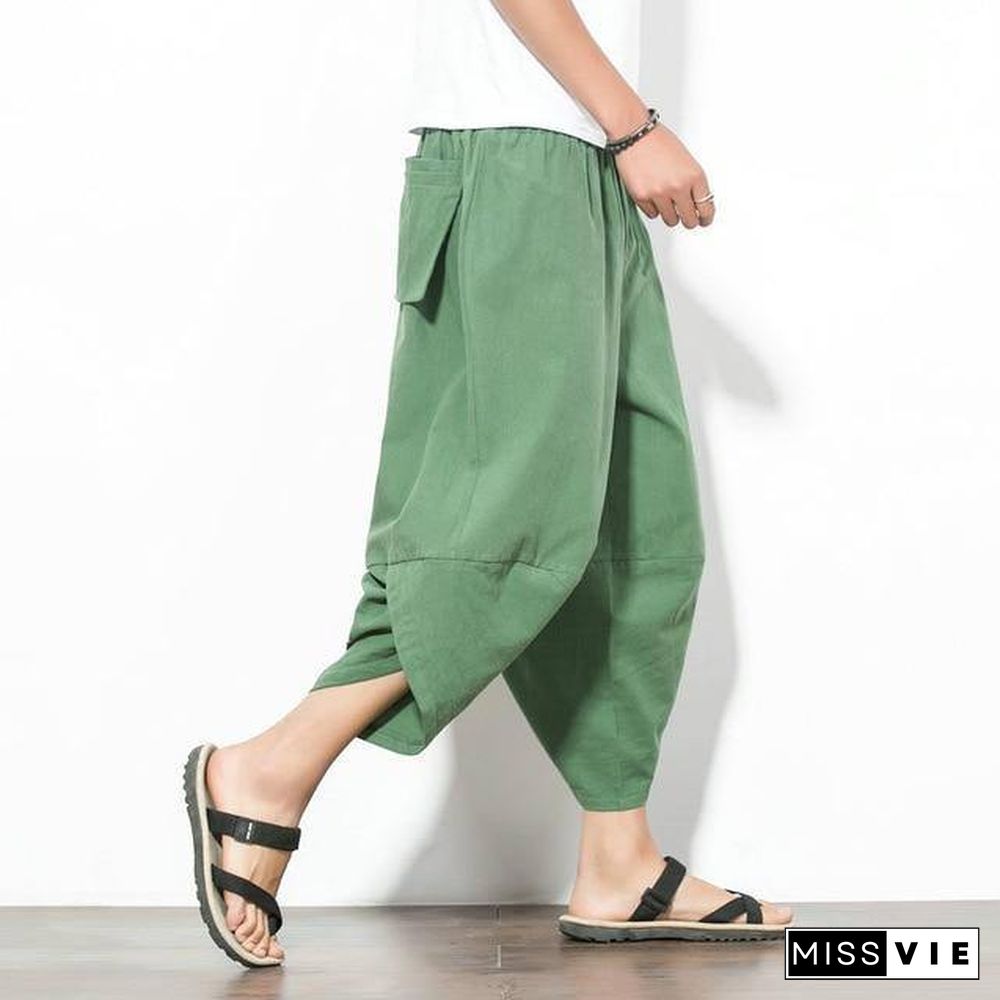 Baggy Cotton Harem Pants Men Summer Japanese Vintage Striped Men Women Hip Hop Plus Size Wide Leg Pants Pantalon