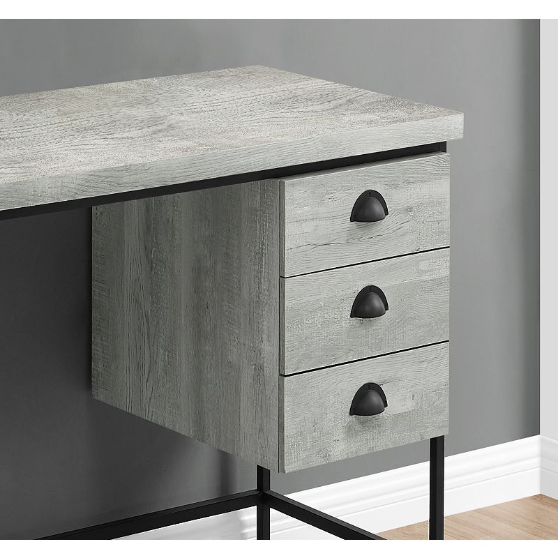 55 Pewter Gray and Black Contemporary Computer Desk