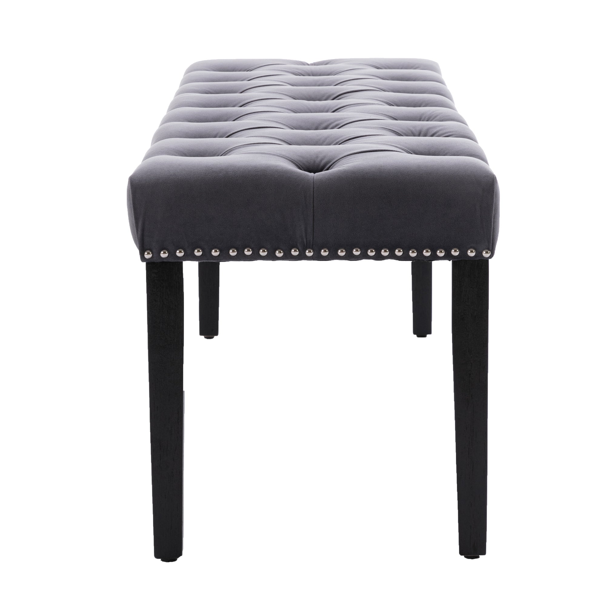 LANTRO JS Heng Ming Upholstered Tufted Bench Ottoman, Velvet Dining Bench Bedroom Bench Footrest Stool Accent Bench for Entryway Dining Room Living Room, Dark gray