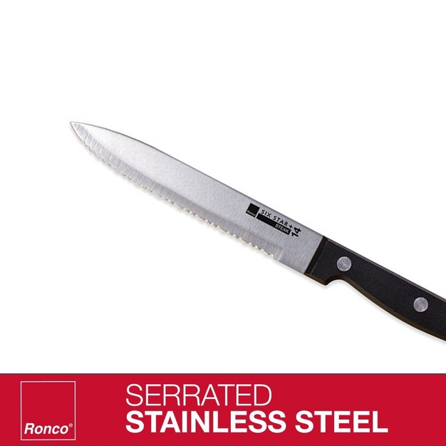 Ronco 4 Piece Steak Knife Set Stainless steel Serrated Blades Full tang Triple riveted Knives