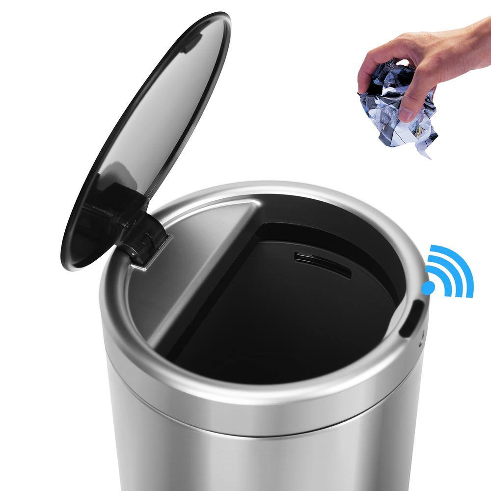 Innovaze 3.2 Gal.12-Liter Fingerprint Free Stainless Steel Round Motion Sensing Touchless Bathroom and Office Trash Can MGCS-AS1905