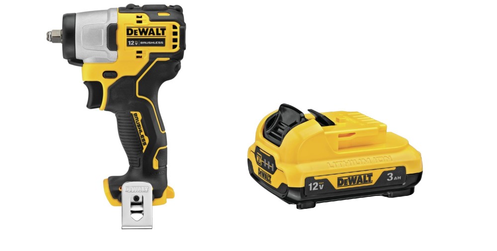 DEWALT XTREME 12V MAX 3/8 Impact Wrench and 3Ah Li Ion Battery Bundle