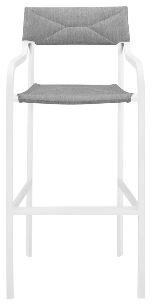 Raleigh Outdoor Patio Aluminum Bar Stool Set of 2 EEI 3963 WHI GRY   Contemporary   Outdoor Bar Stools And Counter Stools   by Kolibri Decor  Houzz